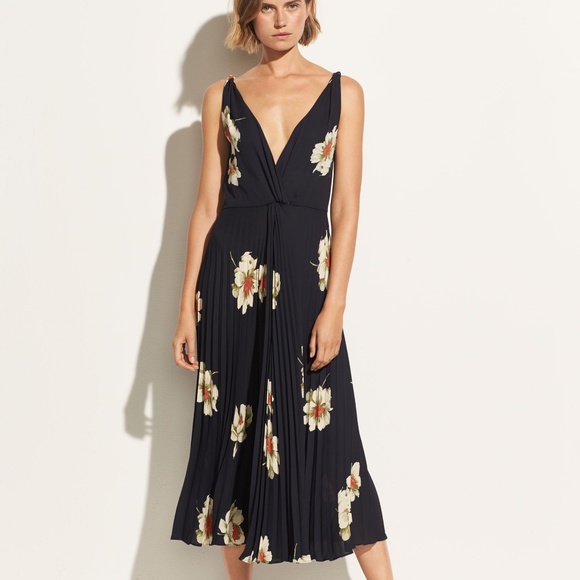 Vince Dresses & Skirts - Vince | Gardenia Floral Pleated Twist Front Dress